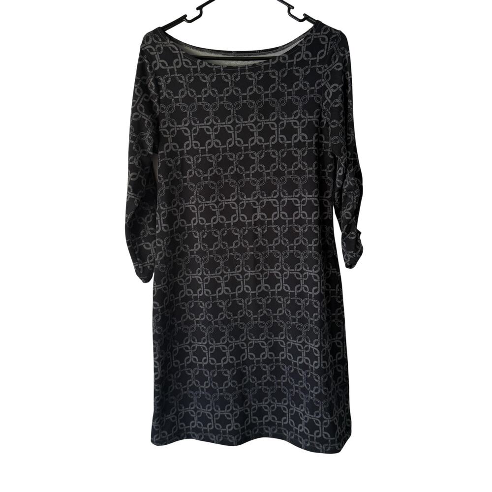 Soybu Dress Womens Medium Geometric Pattern‎ 3/4 Sleeve Pullover Stretch Casual